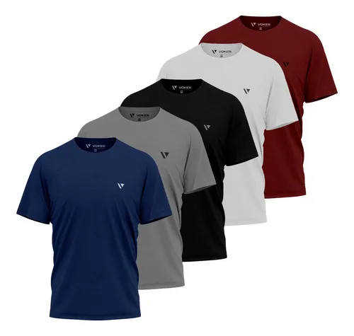 Kit 5 Camiseta Masculina Básica Algodão